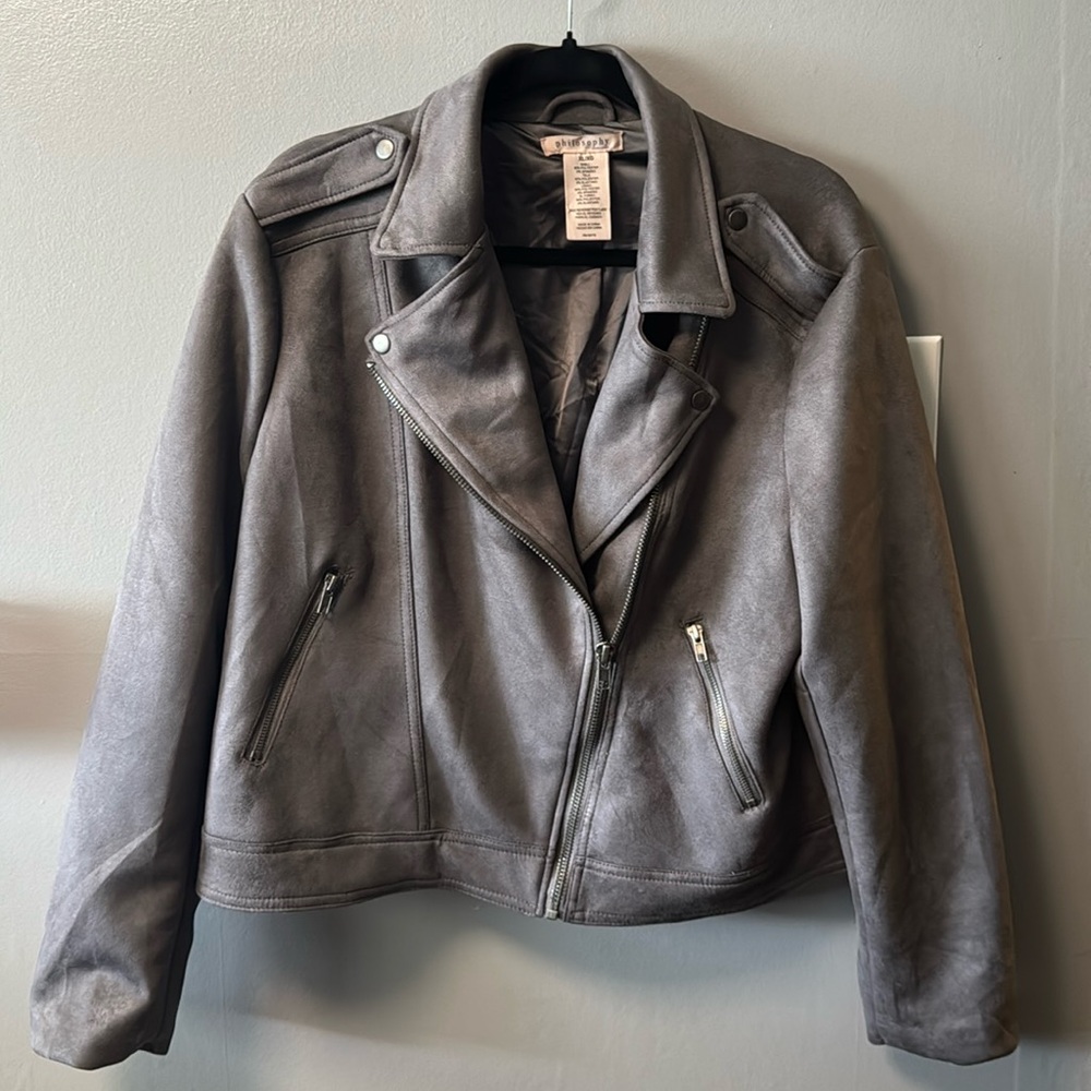 Philosophy Faux Leather Moto Zippered Jacket size XL EXTRA LARGE